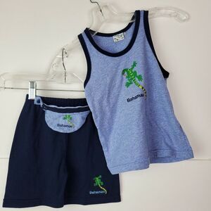 Bahamas Boys XL Outfit Tank Top Shorts Fanny Pack‎ Lizard Blue 4/5Y GUC